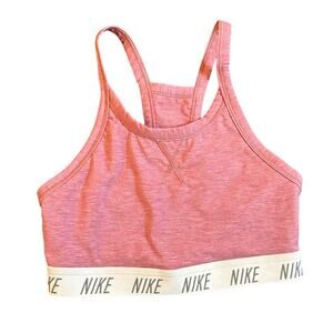 Nike Sports Bra Dri-Fit Swoosh Halter Pink Womens XS Yoga Running Hiking Gym